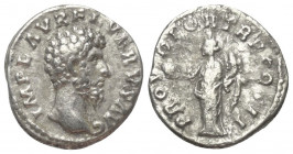 Lucius Verus (161 - 169 n. Chr.).

 Denar (Silber). 161 n. Chr. Rom.
Vs: IMP L AVREL VERVS AVG. Kopf rechts.
Rs: PROV DEOR TR P COS II. Providenti...