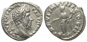 Lucius Verus (161 - 169 n. Chr.).

 Denar (Silber). 166 n. Chr. Rom.
Vs: L VERVS AVG ARM PARTH MAX. Kopf mit Lorbeerkranz rechts.
Rs: TR P VI IMP ...