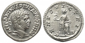 Caracalla (197 - 217 n. Chr.).

 Denar (Silber). 213 - 217 n. Chr. Rom.
Vs: ANTONINVS PIVS AVG GERM. Kopf mit Lorbeerkranz rechts.
Rs: VENVS VICTR...