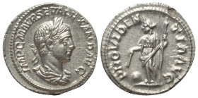 Severus Alexander (222 - 235 n. Chr.).

 Denar (Silber). 223 n. Chr. Rom.
Vs: IMP C M AVR SEV ALEXAND AVG. Büste mit Lorbeerkranz und Paludament re...