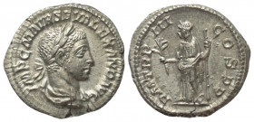 Severus Alexander (222 - 235 n. Chr.).

 Denar (Silber). 224 n. Chr. Rom.
Vs: IMP C M AVR SEV ALEXAND AVG. Büste mit Lorbeerkranz und Paludament re...