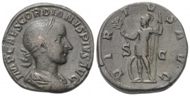 Gordianus III. (238 - 244 n. Chr.).

 Sesterz (Bronze). 240 n. Chr. Rom.
Vs: IMP CAES GORDIANVS PIVS AVG. Büste mit Lorbeerkranz und Paludament rec...