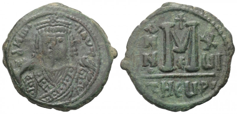 Mauricius Tiberius (582 - 602 n. Chr.).

 Follis (40 Nummi). 593 / 594 n. Chr....