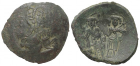 Johannes III. Ducas Vatatzes von Nicaea (1222 - 1254 n. Chr.).

 Aspron Trachy (Bronze). Magnesia.
Vs: IC - XC. Christusbüste mit Kreuznimbus und E...