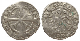 Tirol - Grafschaft. Meinhard II. (1271 - 1295).

 Zwainziger (Silber).
Vs: Rosette. ME-IN-AR-DVS um Doppelkreuz.
Rs: +COMES (Dreipass) TIROL um Ad...