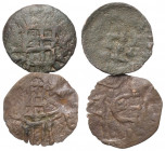 Bulgarien. Zarenreich. Ivan Alexander (1331 - 1371).

 Kupfermünze.
Lot (2 Stück): unterschiedliche Varianten.
Vs: Zar frontal sitzend und einen K...