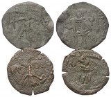 Bulgarien. Zarenreich. Ivan Sratsimir (1356 - 1396).

 Kupfermünze.
Lot (2 Stück): unterschiedliche Varianten.
Vs: Doppelköpfiger Adler.
Rs: Zar ...