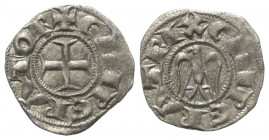 Italien. Sizilien - Königreich. Heinrich VI. (1194 - 1197) und Konstanze.

 Denar (Silber). Messina.
Vs: + E.INPERATOR. Kreuz im Kreis.
Rs: C.INPE...