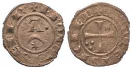 Italien. Sizilien - Königreich. Friedrich II. (1198 - 1250).

 Denar (Billon). 1242. Messina.
Vs: + F ROM IP SEM P. A über Sichel mit Stern.
Rs: +...