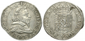 Salm. Salm-Badenweiler - Grafschaft. Franz von Vaudemont (1625 - 1632).

 Teston (= Dicken, Silber). 1626. Badenweiler (Badonviller).
Vs: Doppelkre...