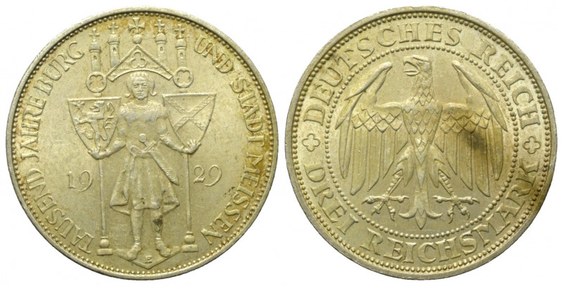 Weimarer Republik.

 3 Reichsmark (Silber). 1929 E. Dresden.
1000 Jahre Stadt...