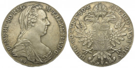 Habsburger bis 1806. Maria Theresia (1740 - 1780).

 Taler (Silber). 1780 X. Nachprägung.
Vs: Verschleierte Büste mit Diadem rechts. Darunter Sigle...