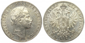 Kaisertum Österreich (1804 - 1918). Franz Joseph I. (1848 - 1916).

 Vereinstaler (Silber). 1858 B. Kremnitz.
33 mm. 18,51 g. 

Frühwald 1396; KM...
