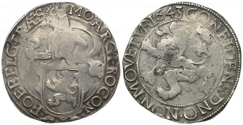 Niederlande. Vereinigte Provinzen. Overijssel.

 Löwentaler (Silber). 1643.
V...