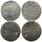 Polen. Königreich. Sigismund III. Wasa (1587 - 1632).

 Dreigröscher (Silber). 1590 und 1593.
Lot (2 Stück, Silber):
Vs: Gekrönter Kopf mit Harnis...