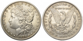 Nordamerika. USA.

 1 Dollar (Silber). 1879. Philadelphia.
Morgandollar.

Vs: Kopf der Liberty links.
Rs: Im Kranz: Weißkopfseeadler auf Pfeilbü...