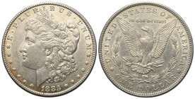 Nordamerika. USA.

 1 Dollar (Silber). 1883. Philadelphia.
Morgandollar

Vs: Kopf der Liberty links.
Rs: Adler mit Pfeilbündel und Zweig in den ...
