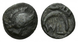 Greek Troas, Sigeion, c. 4th-3rd centuries BC. Æ (8.6mm, 1.2g). Helmeted head of Athena r. R/ Ethnic and crescent.