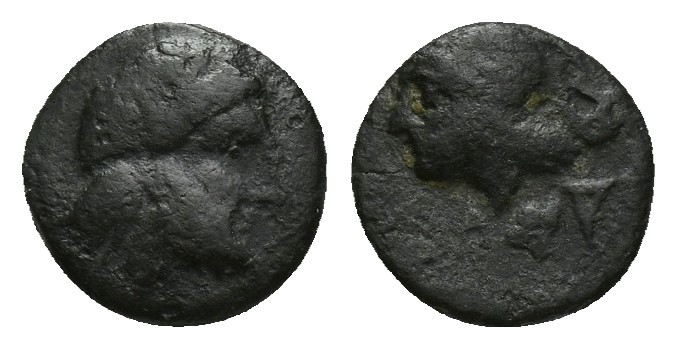 AEOLIS. Autokane. Ae (3rd century BC). 0.6g 8.4mm Obv: Laureate head of Zeus rig...