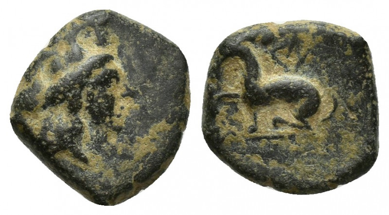 Greek Coins 2.1g 11.2mm Tyche ? Head right, Panther seated left, right paw raise...