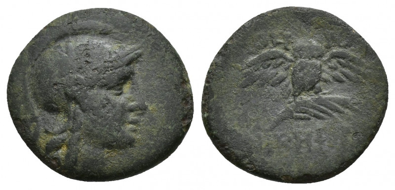 MYSIA. Pergamon. Ae (Circa 200-133 BC). 2.6g 16.5mm Obv: Helmeted head of Athena...