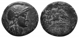 MYSIA. Pergamon. Ae (Circa 200-133 BC). 2.9g 15.8mm Obv: Head of Athena right, wearing helmet decorated with star. Rev: AΘHNAΣ / NIKHΦOPOY. Owl standi...