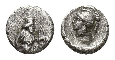 Achaemenid Empire. Uncertain mint in Cilicia circa 400 BC. Tetartemorion AR 5 mm...