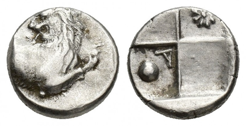 Chersonesos 386-338 BC. Hemidrachm AR 12.7mm., 2,5g. Forepart of a lion to right...