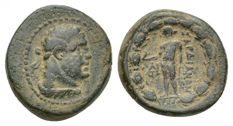 Lydia, Sardes. 2nd-1st century B.C. AE (16.5 mm, 5.8 g). Head of youthful Herakl...