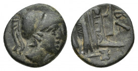 Macedonian Kingdom. Demetrios I Poliorketes. 306-283 B.C. AE unit (14.4 mm, 2.5 g). Uncertain mint (possibly in Caria), 306-283 B.C. Head of Athena ri...