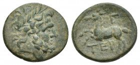 PISIDIA. Termessos. 1st century BC. AE 4.9g 17.5mm . Laureate head of Zeus to right. Rev. TEP Horse galloping left; above, Γ.
