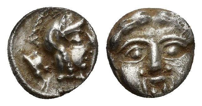 Pisidia, Selge, Obol, 1gr, 9.1mm. 350-300 BC Obverse: facing gorgoneion Reverse:...