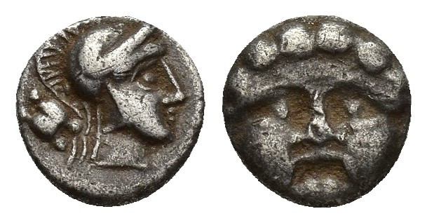 Pisidia, Selge, Obol, 0.5gr, 8.9mm. 350-300 BC Obverse: facing gorgoneion Revers...