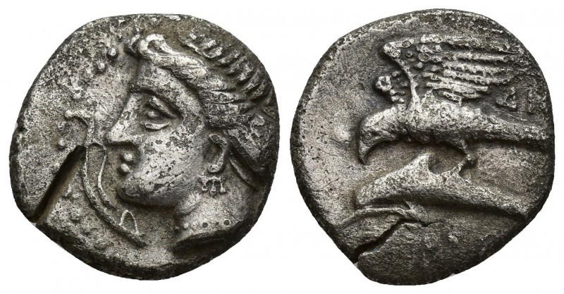 PAPHLAGONIA, Sinope. Circa 330-300 BC. AR Drachm 5.5g 18.8mm Head of nymph left,...