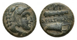 IONIA. Erythrai. Ae (Circa 4th century BC). 1.9g 11.9mm Aristokles, magistrate. Obv: Head of Herakles right, wearing lion skin. Rev: EPY / APIΣTOKΛHΣ....