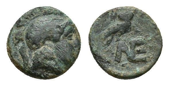 Aeolis, Neonteichos, 3rd-2nd centuries BC. Æ (9.8 mm, 0.8g). Head of Athena r., ...