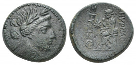 IONIA, Smyrna. Circa 75-50 BC. Æ 22.2mm (13 g). Laureate head of Apollo right / The poet Homer seated left, holding roll; star left.