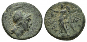 PAMPHYLIA. Side. Ae (Circa 200-36 BC). Obv: Helmeted head of Athena right. Rev: ΣΙΔ - Η[ΤΩΝ]. Nike advancing left, holding wreath.