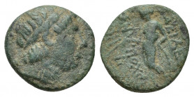 SELEUKID KINGS of SYRIA. Antiochos III ‘the Great’. 222-187 BC. Æ (13.3mm, 1.4 g). Antioch mint. Laureate head of Antiochos as Apollo / Apollo standin...