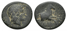 IONIA. Kolophon. Ae (Circa 330-285 BC). 2.1g 12.8mm Obv: Laureate head of Apollo right. Rev: KOΛO Forepart of bridled horse right