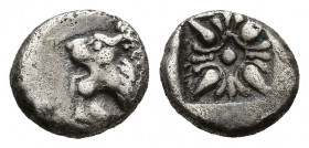 Miletos AR Obol, c. 525-475 BC Miletos, Ionia. AR Obol 8.6mm. 1.2 g. c. 525-475 BC. Obv. Forepart of lion left. Rev. Stellate pattern in incuse square...