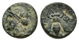 IONIA. Ephesos. Ae (Circa 387-295 BC). 1.4gr. 10.6mm. Obv: Female head left. Rev: EΦ. Bee.