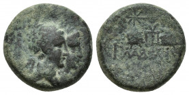 LYDIA. Philadelphia. 2nd-1st Centuries BC. Æ 17.5mm 6.2 g. Jugate diademed heads of the Dioscuri right / Caps of the Dioscuri, each surmounted by star...