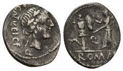 Roman Republican C. Egnatuleius C.F. 97 BC. Rome Quinarius AR 15.2mm., 1,8g. C·EGNATVLEI·C·F·Q, laureate head of Apollo right / Victory standing left ...