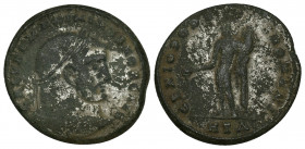 MAXIMINUS DAIA (Caesar, 305-309). Follis. 8.7g 26.2mm Heraclea. Obv: GAL VAL MAXIMINVS NOB CAES. Laureate head right. Rev: GENIO POPVLI ROMANI / HTA. ...