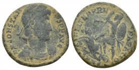 Constantius II. A.D. 337-361. Æ centenionalis (22.2 mm, 5.3 g). Nicomedia, A.D. 351-355. D N CONSTAN-TIVS P F AVG, diademed, draped and cuirassed bust...