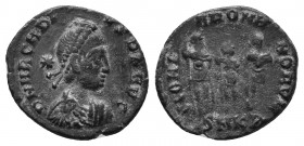 Arcadius. A.D. 383-408. AE centenionalis (15.8 mm, 1.8 g). Cyzicus mint, struck A.D. 406-408. D N ARCADIVS P F AVG, diademed, draped and cuirassed bus...