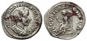 Gordianus III Pius AR Denarius, Securitas reverse Gordianus III Pius (238-244 AD). AR Denarius (18.6 mm, 2.4 g), Rome. Obv. IMP GORDIANVS PIVS FEL AVG...