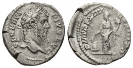 Septimius Severus (AD 193-211). Silver denarius (3.1 g 18.8mm). AD 206. SEVERVS — PIVS AVG, laureate head right / P M TR P XIIII COS III P P, Annona (...