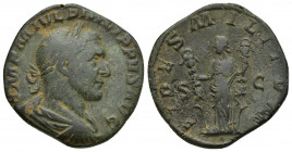 Philippus Arabs AD 244-249. Rome Sesterz Æ 27.8mm., 14.7g. IMP M IVL PHILIPPVS AVG, laureate, draped & cuirassed bust right / FIDES MILITVM S-C, Fides...